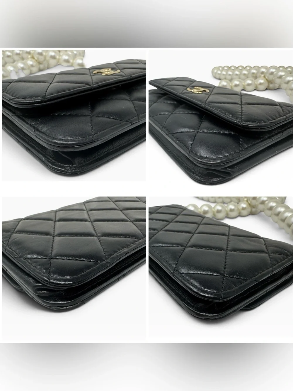 ✨🛍️ Chanel Black Quilted Lambskin Maxi Pearls Mini Crossbody